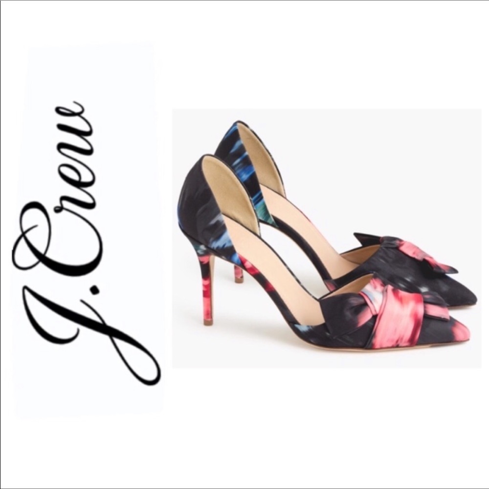 J. Crew Elsie d’orsay knot floral heels italy 7.5